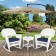 3pc White Rocker Wicker Chair Set With Cushion