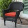 Black Wicker Chair With Brick Red Cushion