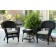 Black Wicker Chair And End Table Set With Tan Cushion