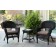 Black Wicker Chair And End Table Set With Brown Cushion