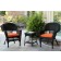 Black Wicker Chair And End Table Set With Orange Cushion