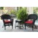 Black Wicker Chair And End Table Set With Brick Red Cushion