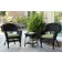 Black Wicker Chair And End Table Set With Sage Green Cushion
