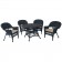 5pc Black Wicker Dining Set - Tan Cushions