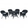 5pc Black Wicker Dining Set - Black Cushions
