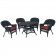 5pc Black Wicker Dining Set - Brick Red Cushions