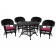 5pc Black Wicker Dining Set - Red Cushions