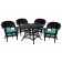 5pc Black Wicker Dining Set - Turquoise Cushions