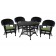 5pc Black Wicker Dining Set - Hunter Green Cushions
