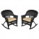 Black Rocker Wicker Chair with Tan Cushion -  Set of 2