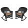 Black Rocker Wicker Chair with Brown  Cushion -  Set of 2