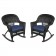 Black Rocker Wicker Chair with Midnight Blue Cushion -  Set of 2