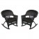 Black Rocker Wicker Chair with Black Cushion -  Set of 2