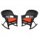 Black Rocker Wicker Chair with Brick Red Cushion -  Set of 2