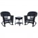 3pc Black Rocker Wicker Chair Set Without Cushion