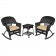 3pc Black Rocker Wicker Chair Set With Tan Cushion