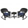3pc Black Rocker Wicker Chair Set With Midnight Blue Cushion