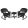 3pc Black Rocker Wicker Chair Set With Black Cushion