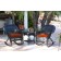 3pc Black Rocker Wicker Chair Set With Brick Red Cushion