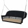Black Resin Wicker Porch Swing with Tan Cushion