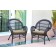 Espresso Wicker Rocker Chair with Tan Cushion - Set of 4