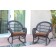 Espresso Wicker Rocker Chair with Brown Cushion - Set of 4