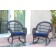 Santa Maria Espresso Wicker Rocker Chair with Midnight Blue Cushion - Set of 2
