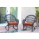 Espresso Wicker Rocker Chair with Orange Cushion - Set of 4