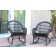Espresso Wicker Rocker Chair with Black Cushion - Set of 4