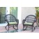 Santa Maria Espresso Wicker Rocker Chair with Sage Green Cushion - Set of 2