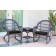 3pc Santa Maria Espresso Rocker Wicker Chair Set - Black Cushions