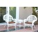 3pc Santa Maria White Wicker Chair Set - Brown Cushions