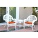 3pc Santa Maria White Wicker Chair Set - Orange Cushions