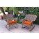 Set of 2 Windsor Honey Resin Wicker Rocker Chair with Orange Cushions