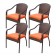 Set of 4 Cafe Curved Stacking Wicker Chairs - Orange Cushions