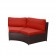 Resin Wicker Cartagena Curved modular Sectional Settee with 3.5in Brick Red Cushion