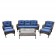 6pc Wicker Seating Set  with Midnight Blue Cushions
