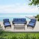 6pc Wicker Seating Set  with Midnight Blue Cushions
