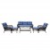 6pc Wicker Seating Set  with Midnight Blue Cushions