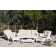 6pc White Wicker Seating Set with Ivory Cushions