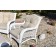 6pc White Wicker Seating Set with Ivory Cushions