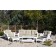 6pc White Wicker Seating Set with Tan Cushions