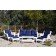 6pc White Wicker Seating Set  with Midnight Blue Cushions