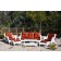 6pc White Wicker Seating Set with Brick Red Cushions