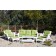 6pc White Wicker Seating Set with Sage Green Cushions