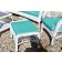 6pc White Wicker Seating Set with Turquoise Cushions