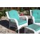 6pc White Wicker Seating Set with Turquoise Cushions