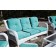 6pc White Wicker Seating Set with Turquoise Cushions
