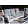 6pc White Wicker Seating Set with Steel Blue Cushions