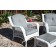 6pc White Wicker Seating Set with Steel Blue Cushions